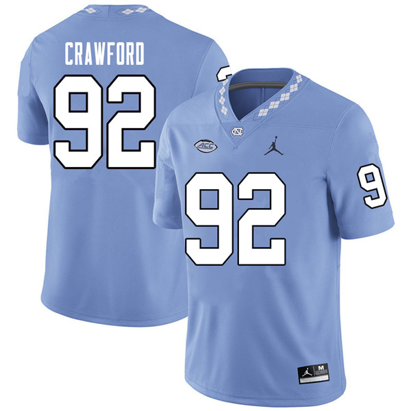 Jordan Brand Men #92 Aaron Crawford North Carolina Tar Heels College Football Jerseys Sale-Carolina